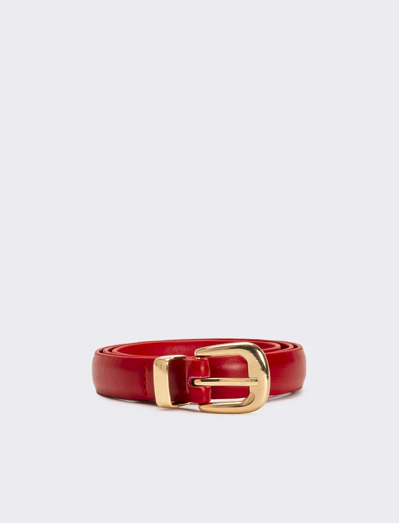 Cintura bambina basic con passante metallico - Rosso