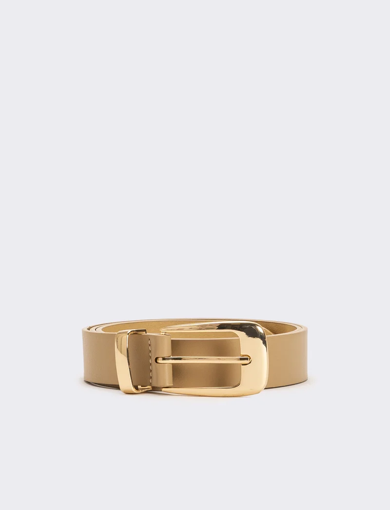 Cintura donna con passante e puntale in metallo - Beige