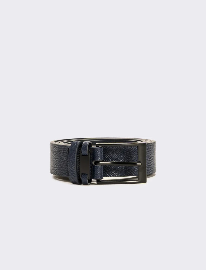 Cintura uomo doppio passante opaca - Blu