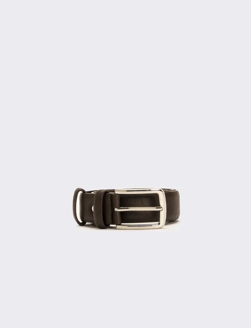Cintura uomo liscia 3,5 cm - Marrone