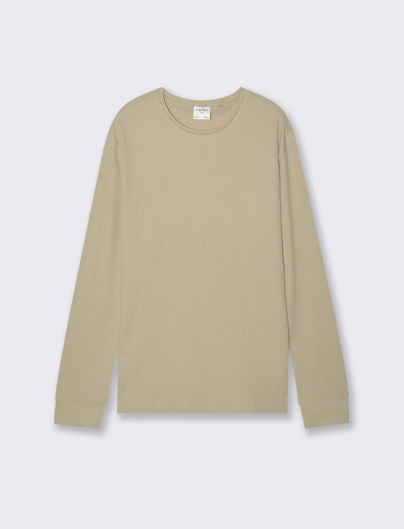 T-SHIRT IN WAFFLE SLIM FIT - Beige