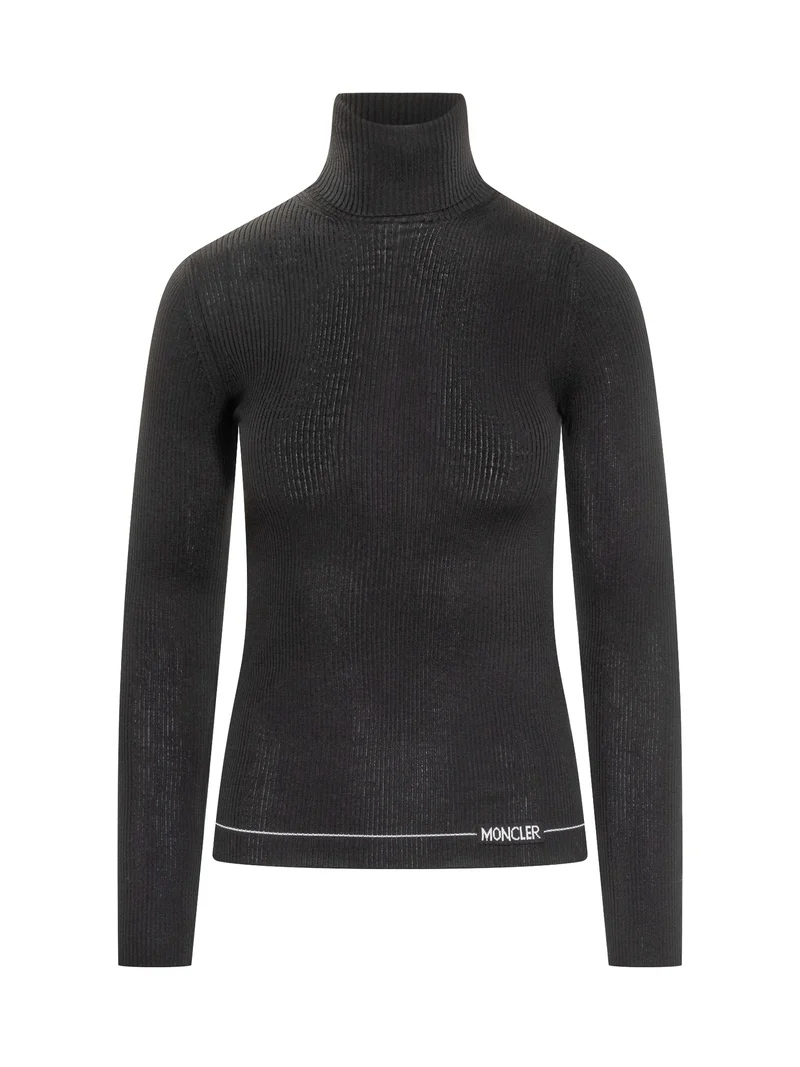 Dolcevita Nero Aderente in Maglia Tecnica di Moncler