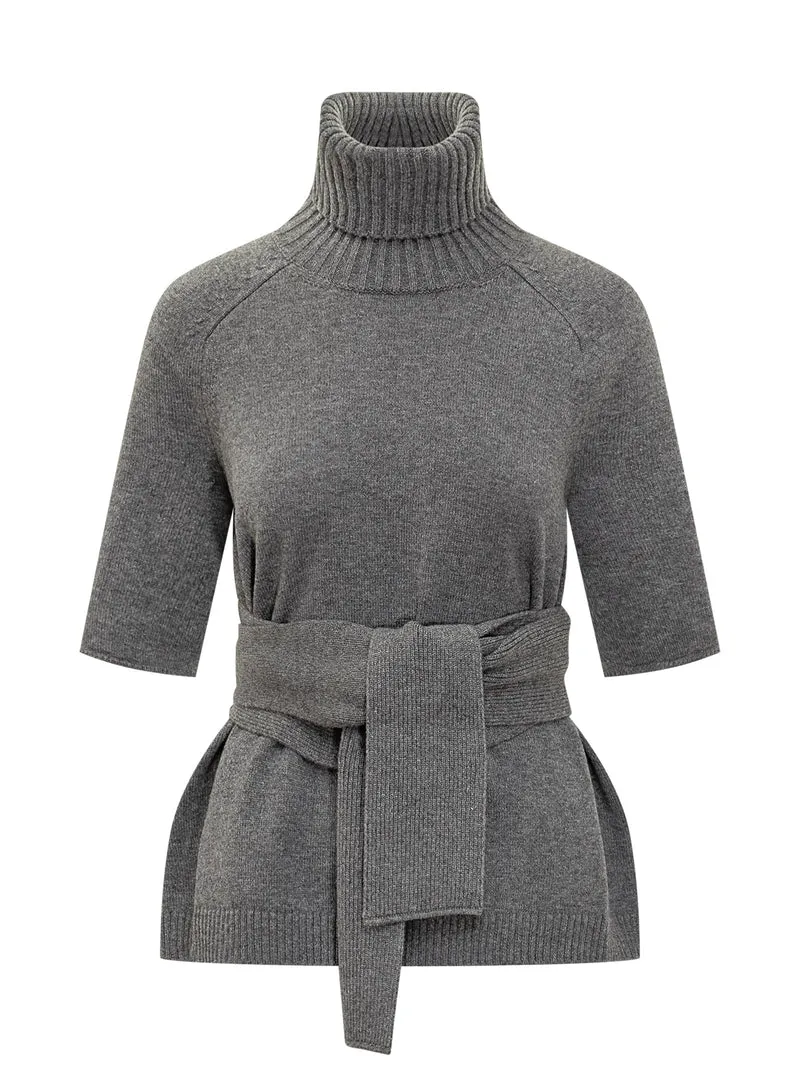 Maglia Grigia a Maniche Corte con Cintura di Lanvin