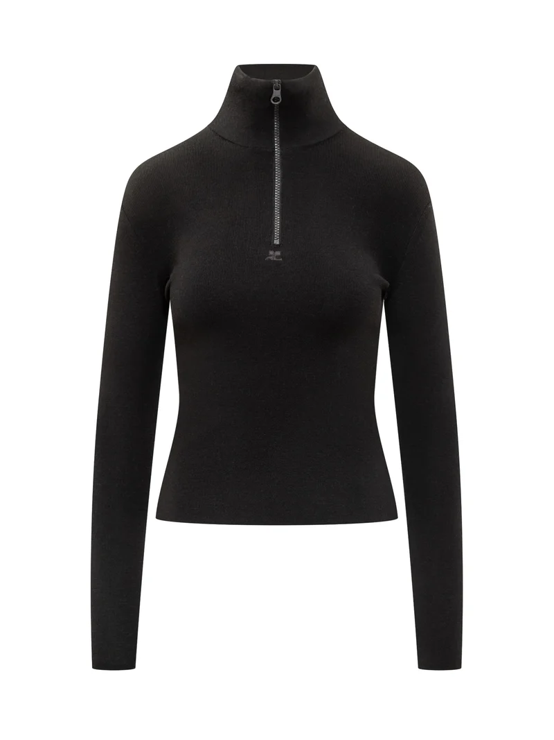 Maglia nera Courrèges a collo alto
