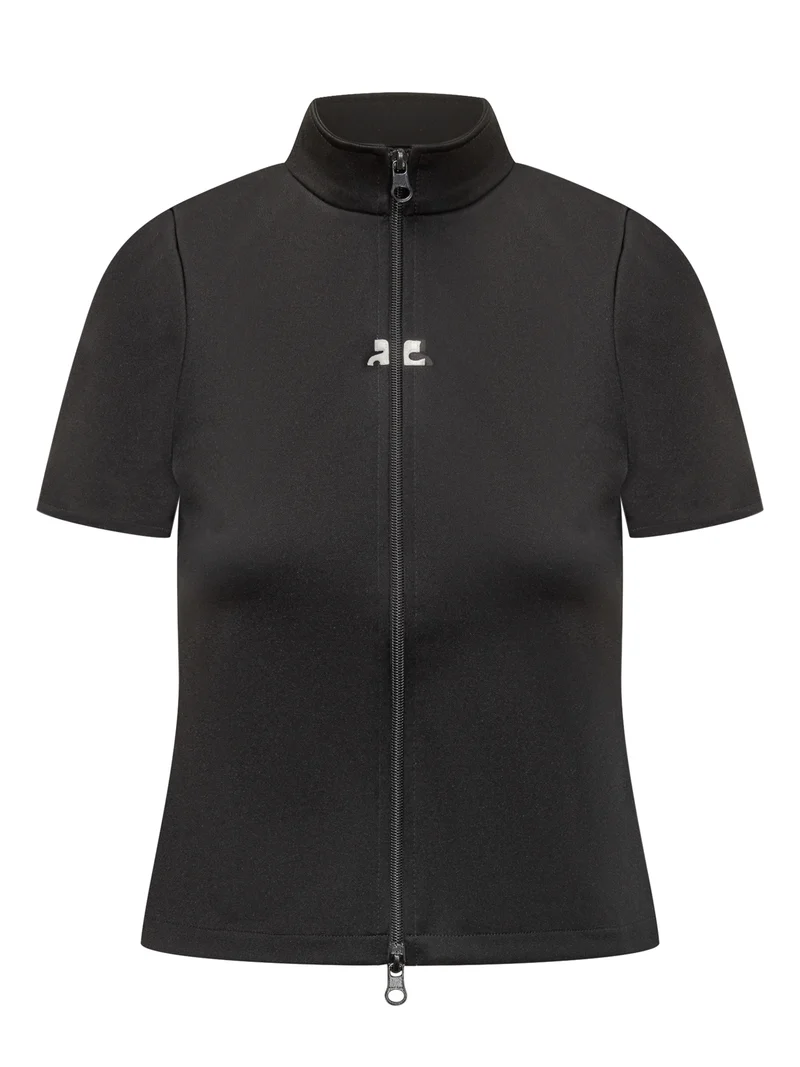 T-shirt nera Courrèges con zip