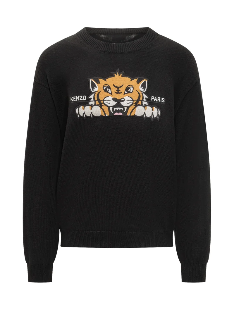 Kenzo Maglione Nero con Tigre Uomo