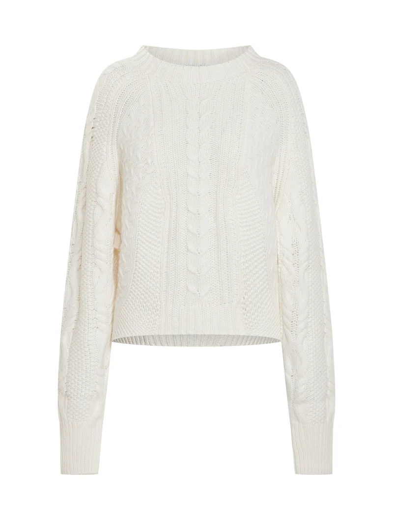 Maglione Dondup Bianco in Maglia Treccia