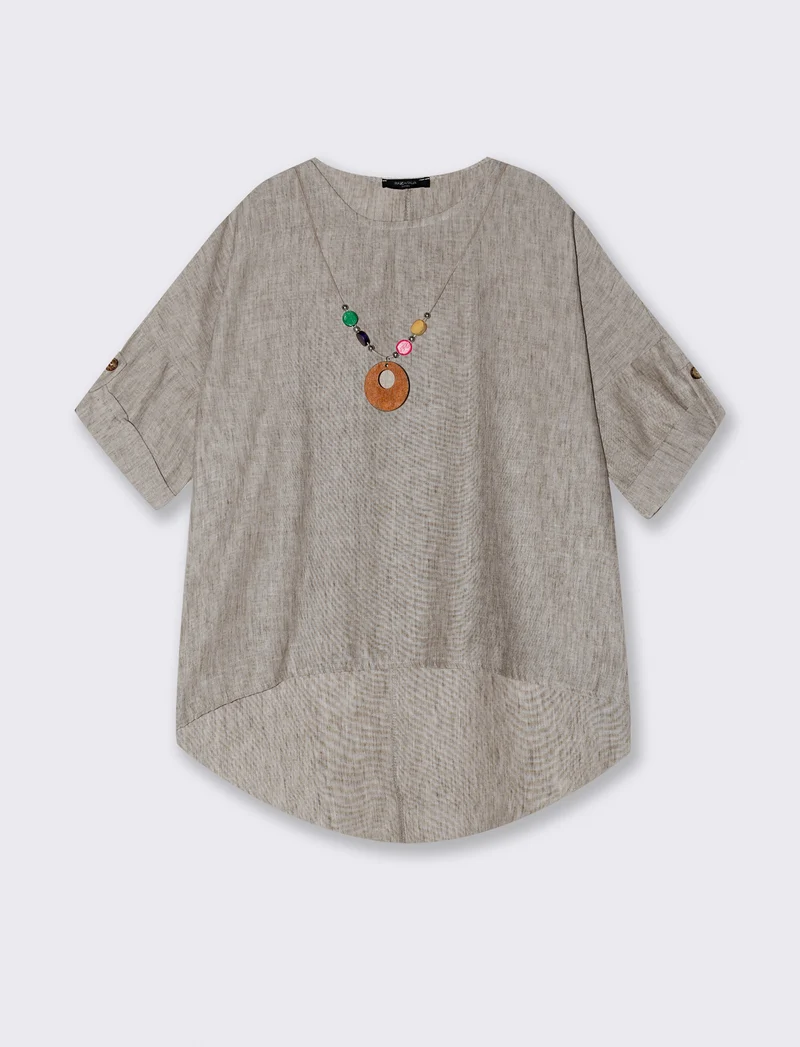 Casacca over con collana - Marrone tabacco