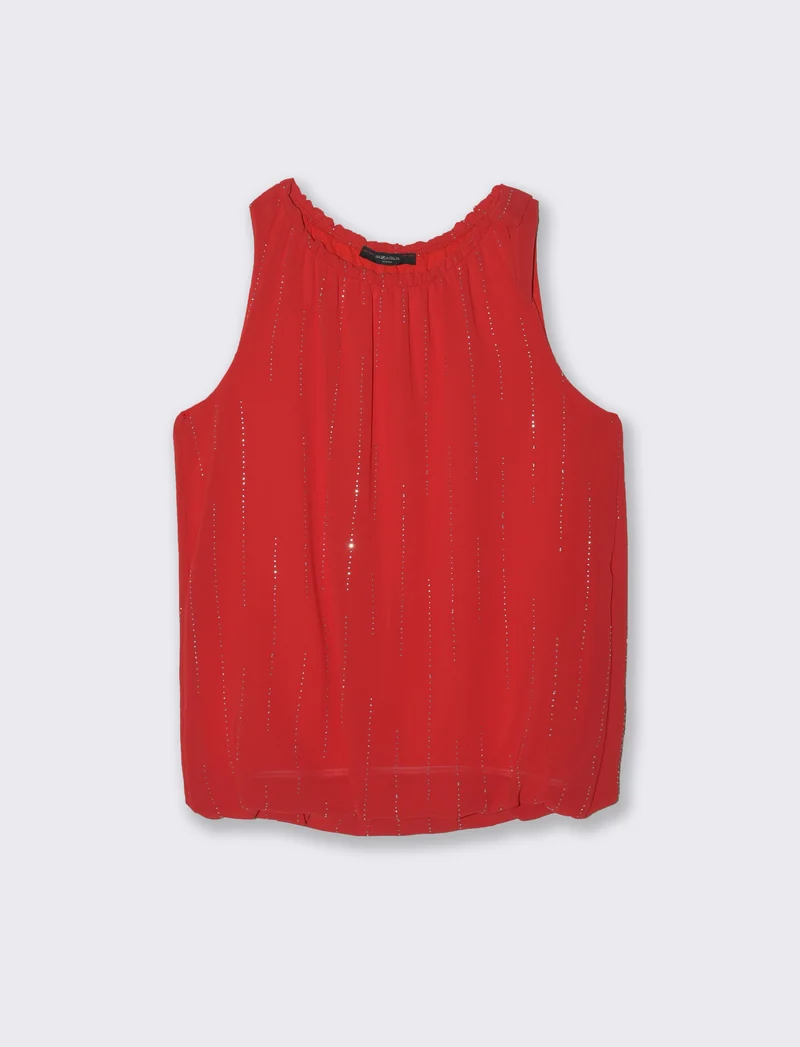 Top in fantasia con tessuto leggero - Rosso
