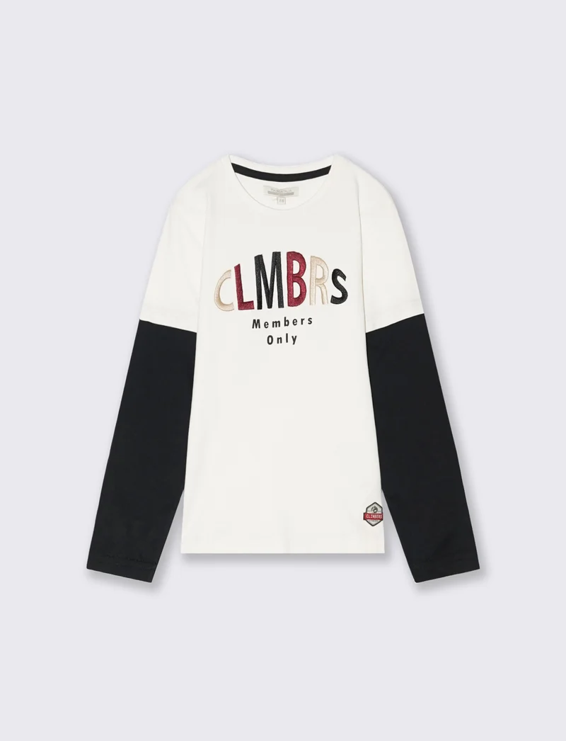 T-SHIRT FINTA MEZZA MANICA - Bianco latte