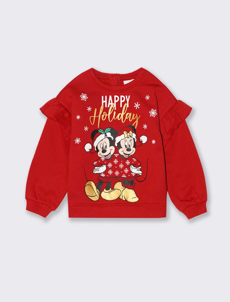 Felpa natalizia stampa Disney - Rosso