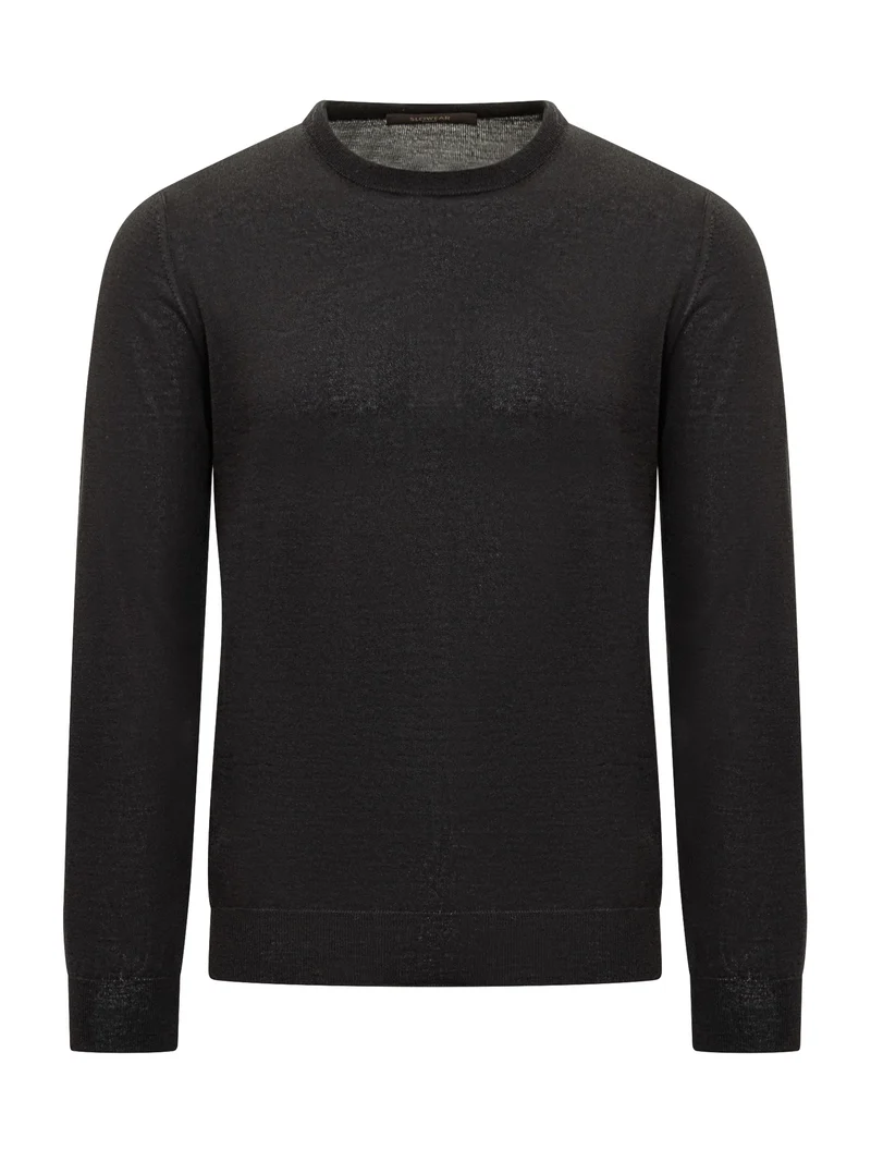 Slowear Maglia Nera In Lana Leggera A Maniche Lunghe