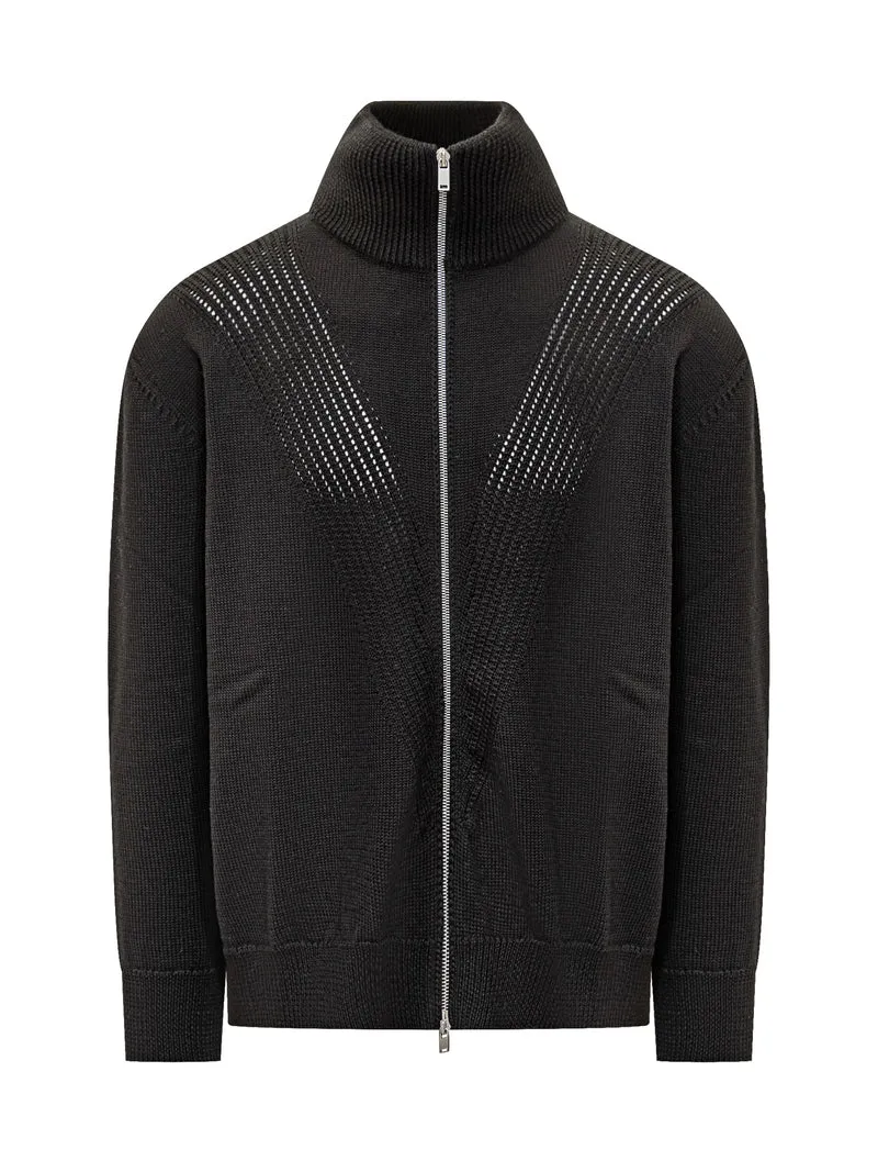 Cardigan Nero in Maglia Tecnica Jil Sander