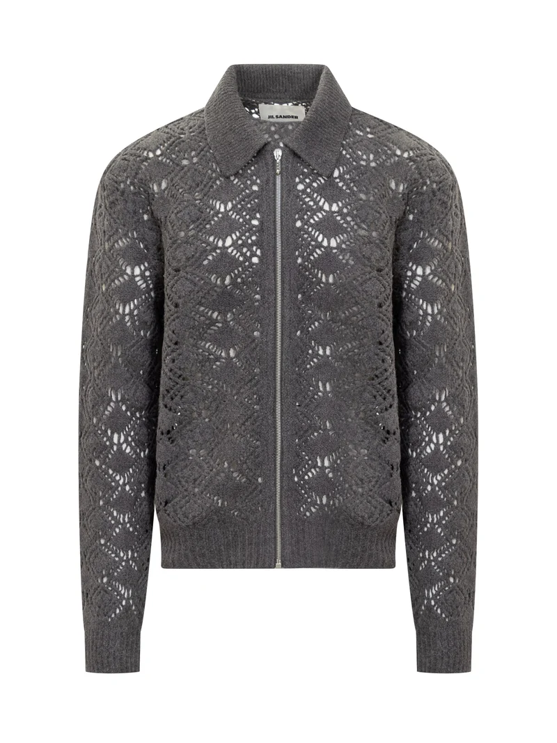 Giacca Grigia in Maglia Ricamata Jil Sander