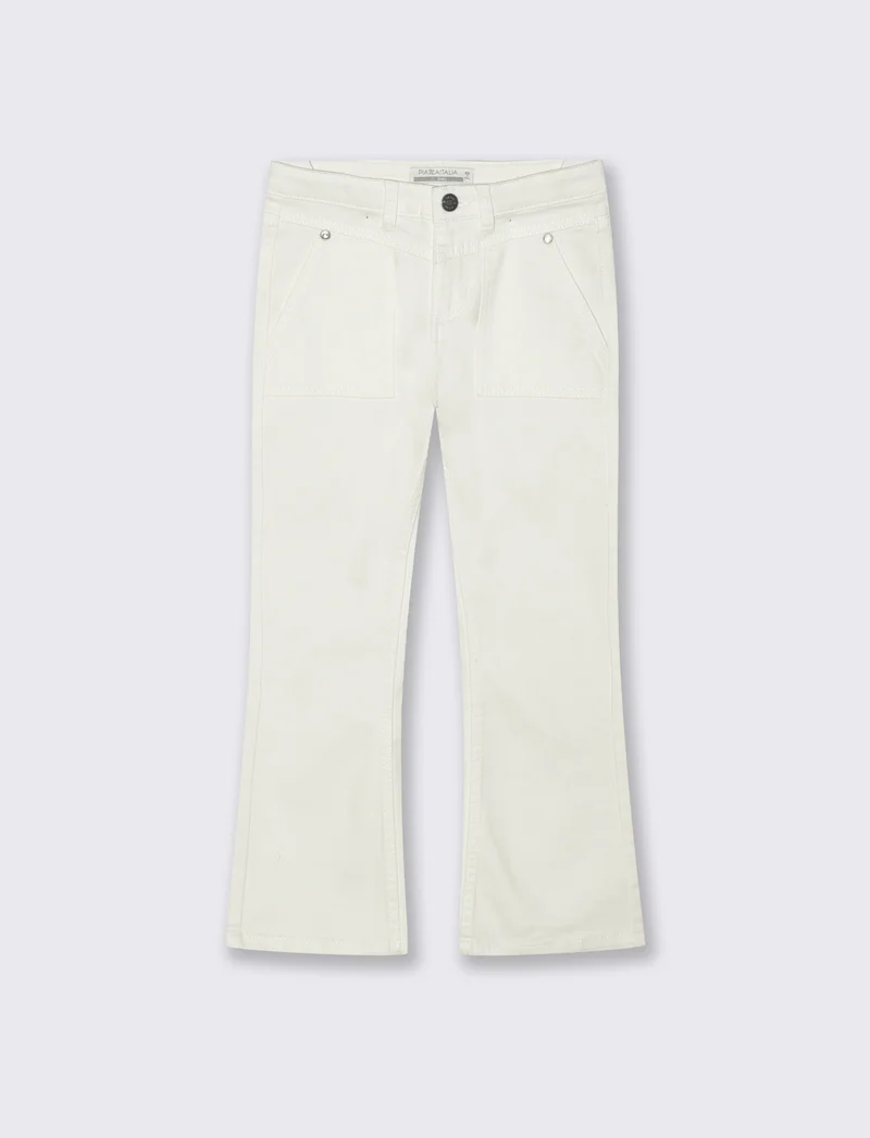 Pantalone flare in cotone per bambina - Bianco