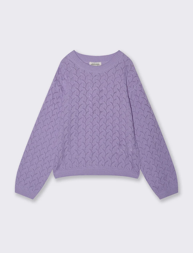 Maglia leggera in cotone traforato per bambina - Lilla