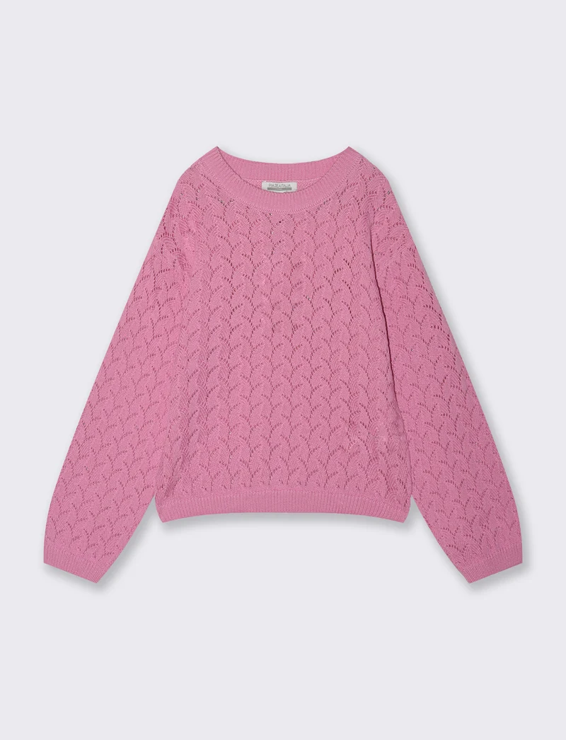 Maglia leggera in cotone traforato per bambina - Rosa