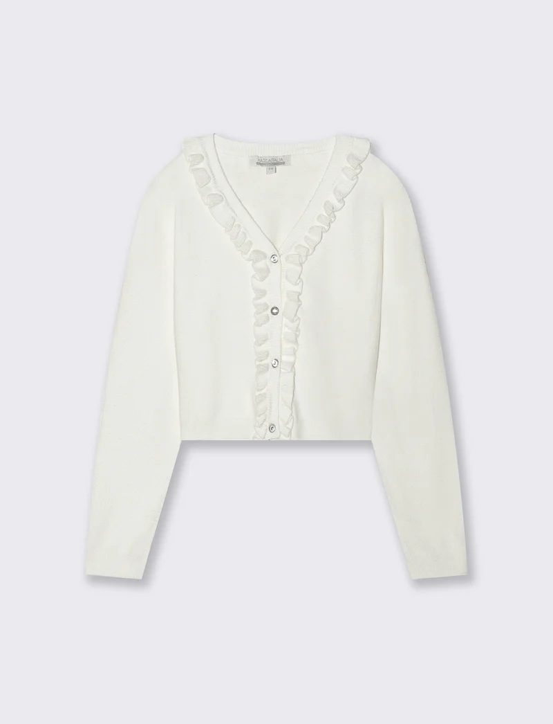 Cardigan scollo a V - Bianco latte