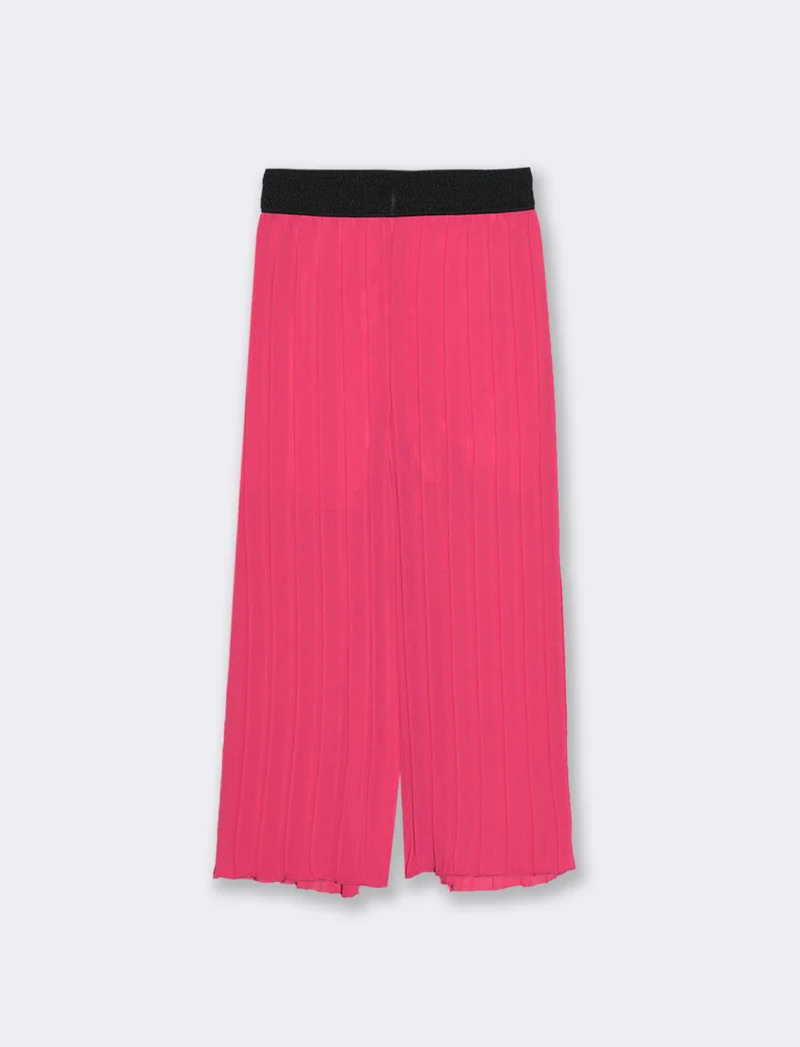 Pantaloni leggeri effetto plissé. - Fuxia