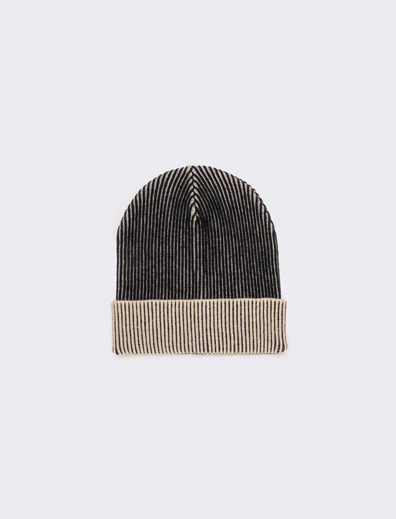 Cappello uomo costine bicolor - Nero