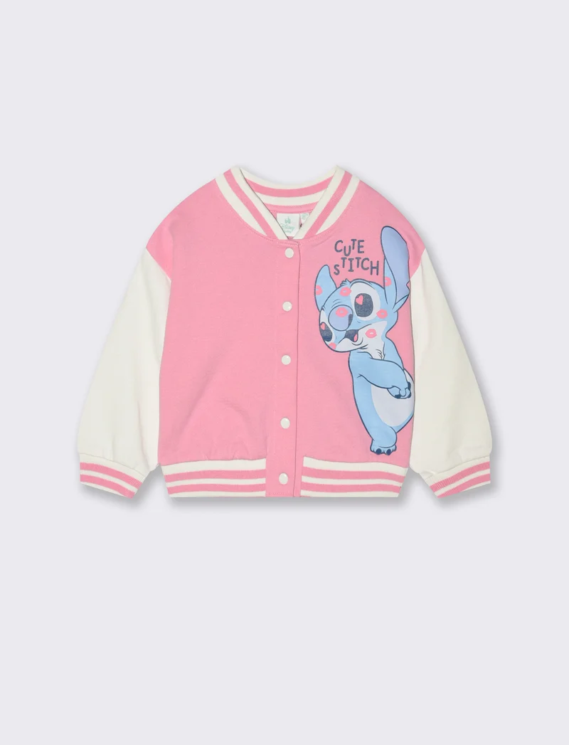 Felpa modello college Stitch - Rosa
