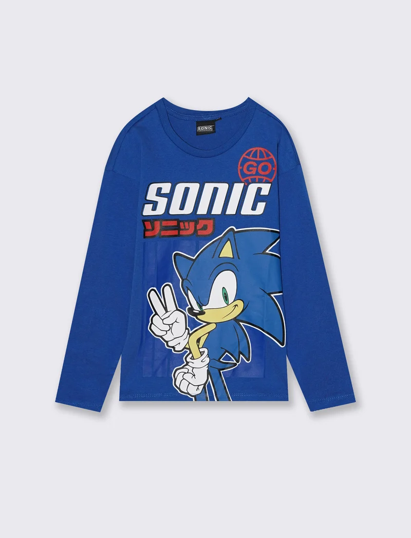 T-SHIRT GIRO COLLO SONIC - Blu cobalto