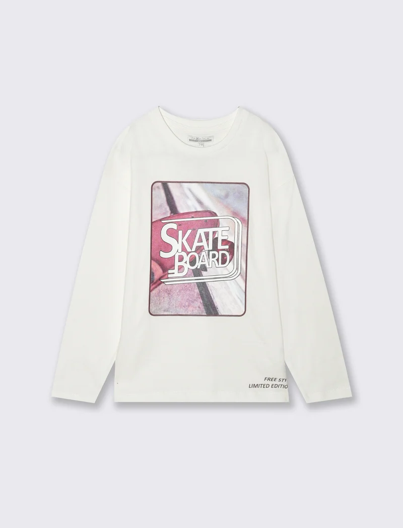 T-SHIRT MANICA LUNGA - Bianco latte