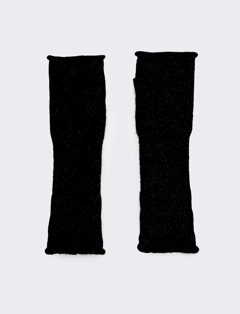 Guanto manicotto con dito lurex donna - Nero