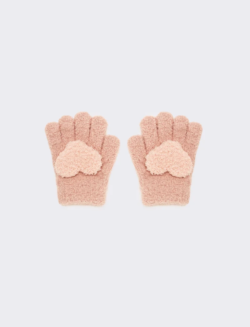 Guanto bambina con cuore - Rosa