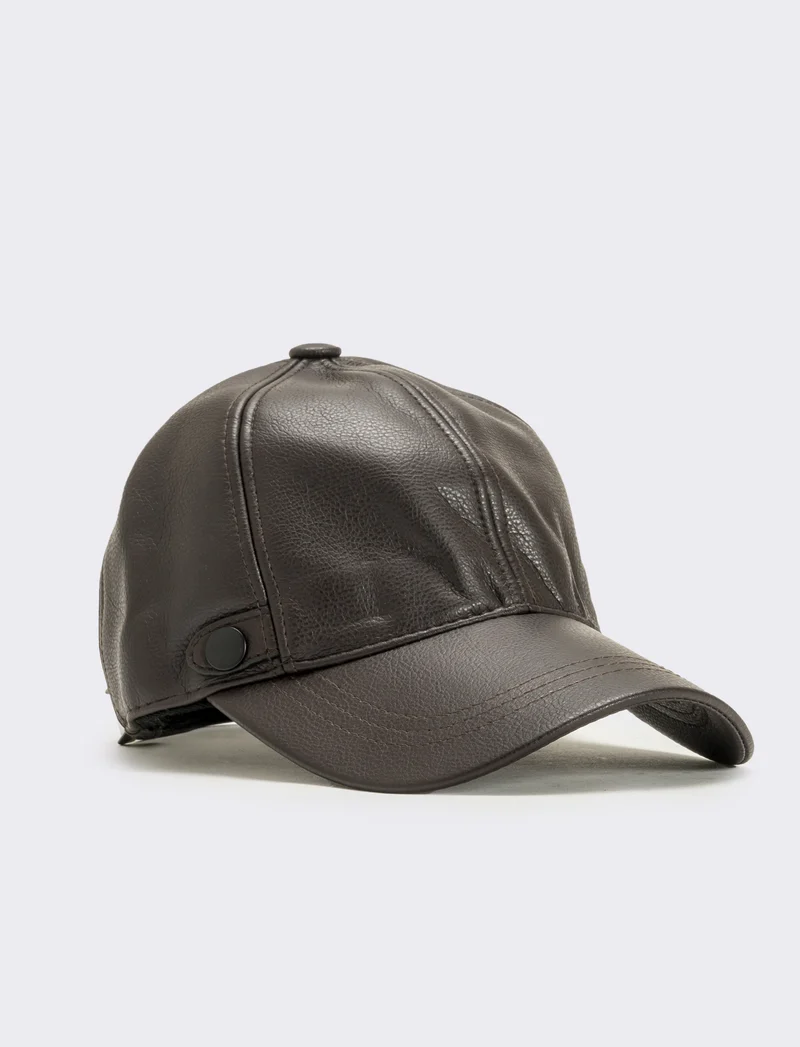 Cappello baseball liscio in pvc uomo - Marrone