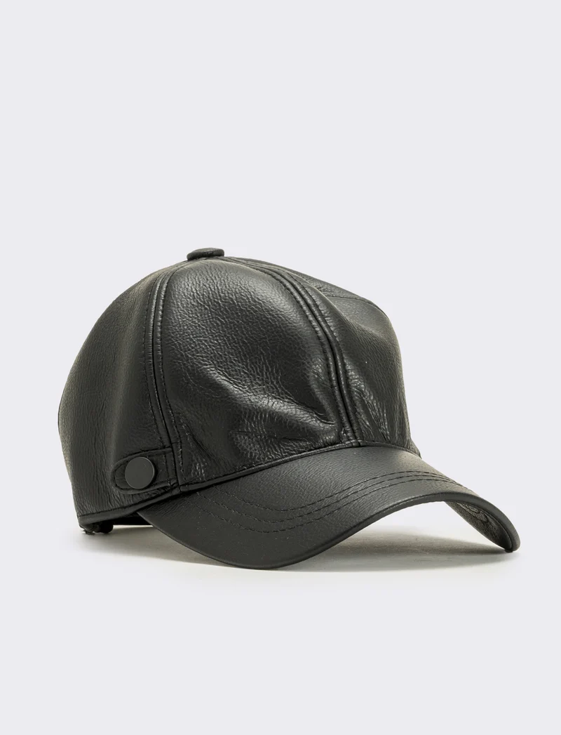 Cappello baseball liscio in pvc uomo - Nero
