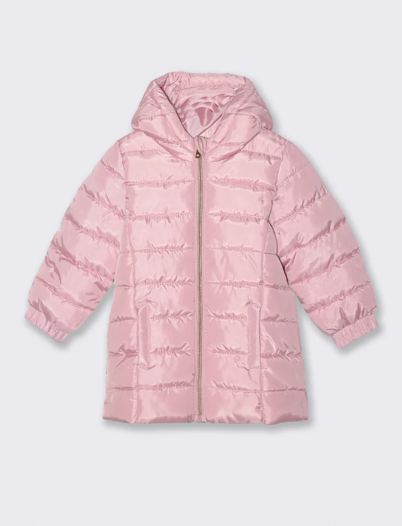 Giaccone basico con cappuccio - Rosa