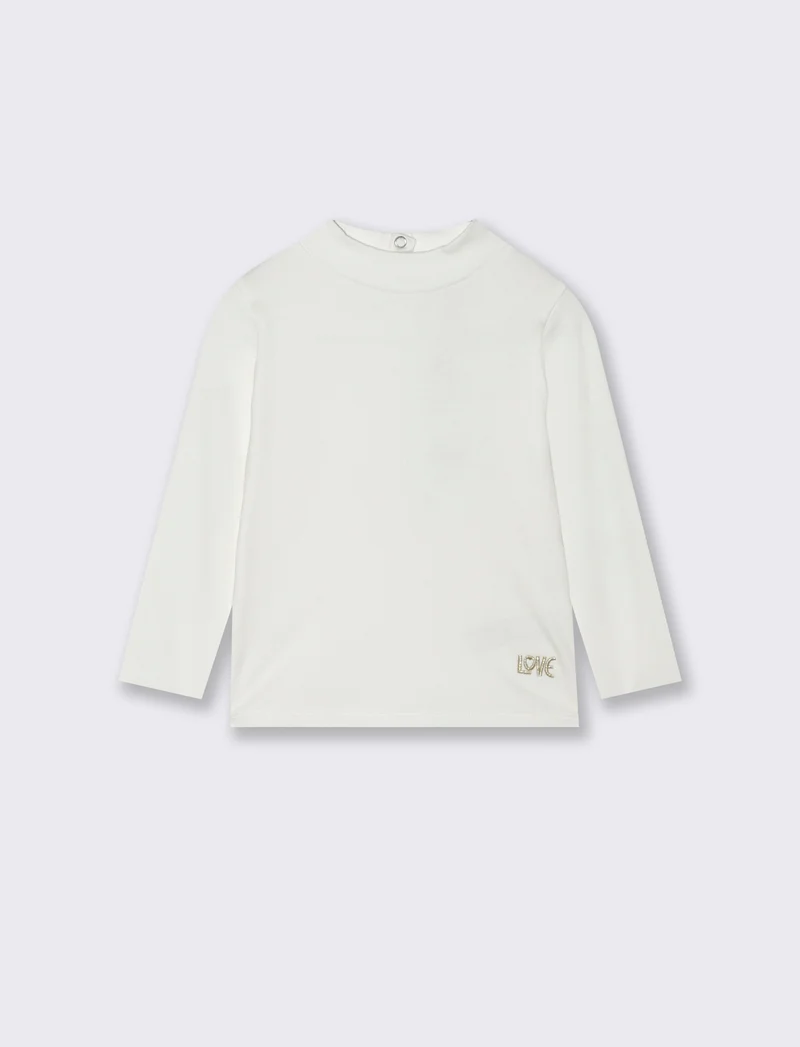 T shirt basica con ricamo - Bianco