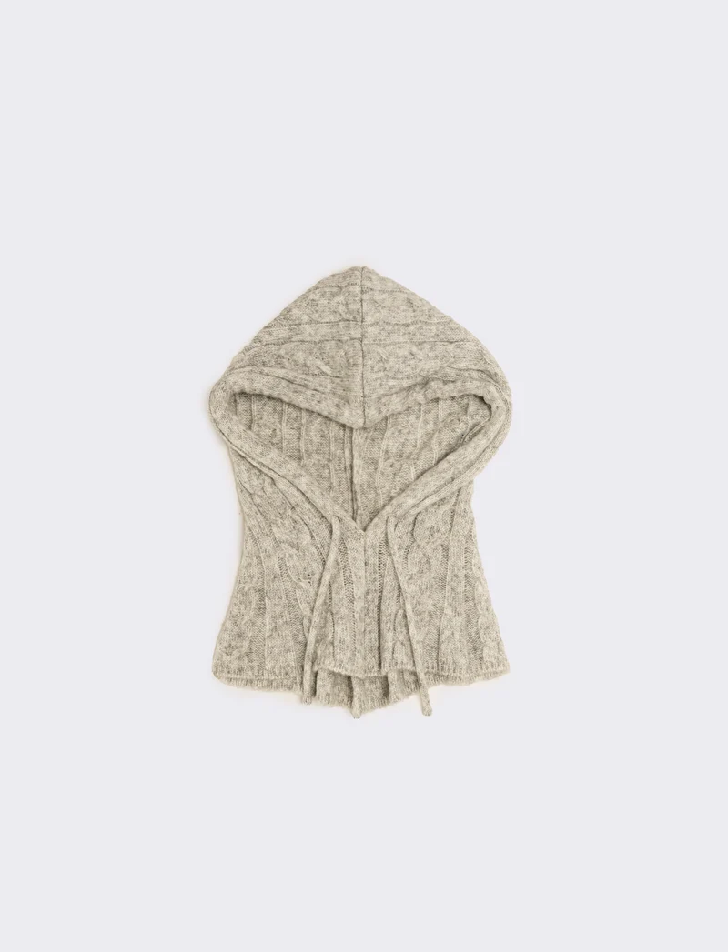 Cappello con collo modello balaclava - Grigio