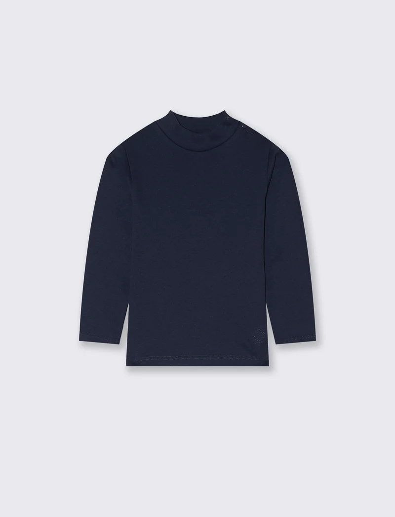 T-shirt mezzo collo caldo cotone. - Blu