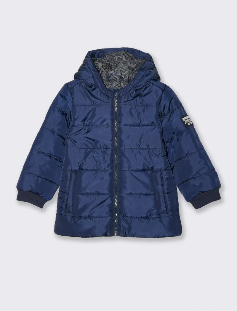 Giaccone basico con fodera stampata - Blu