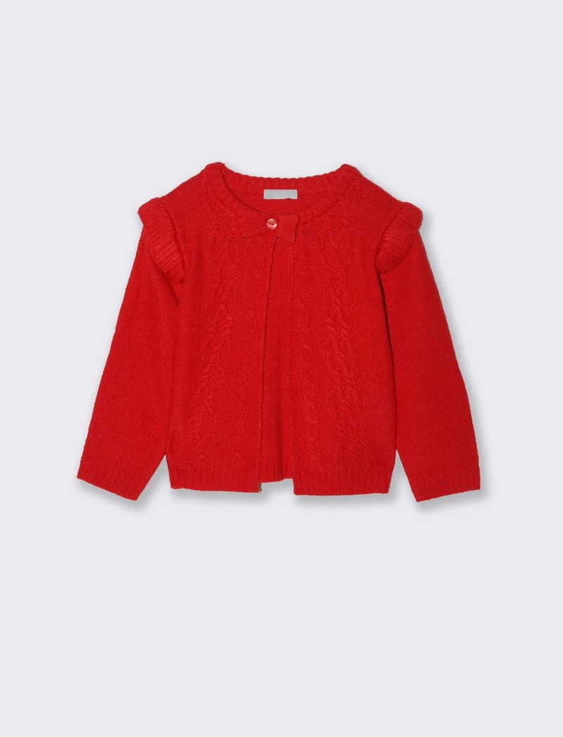 Cardigan basico con trecce - Rosso