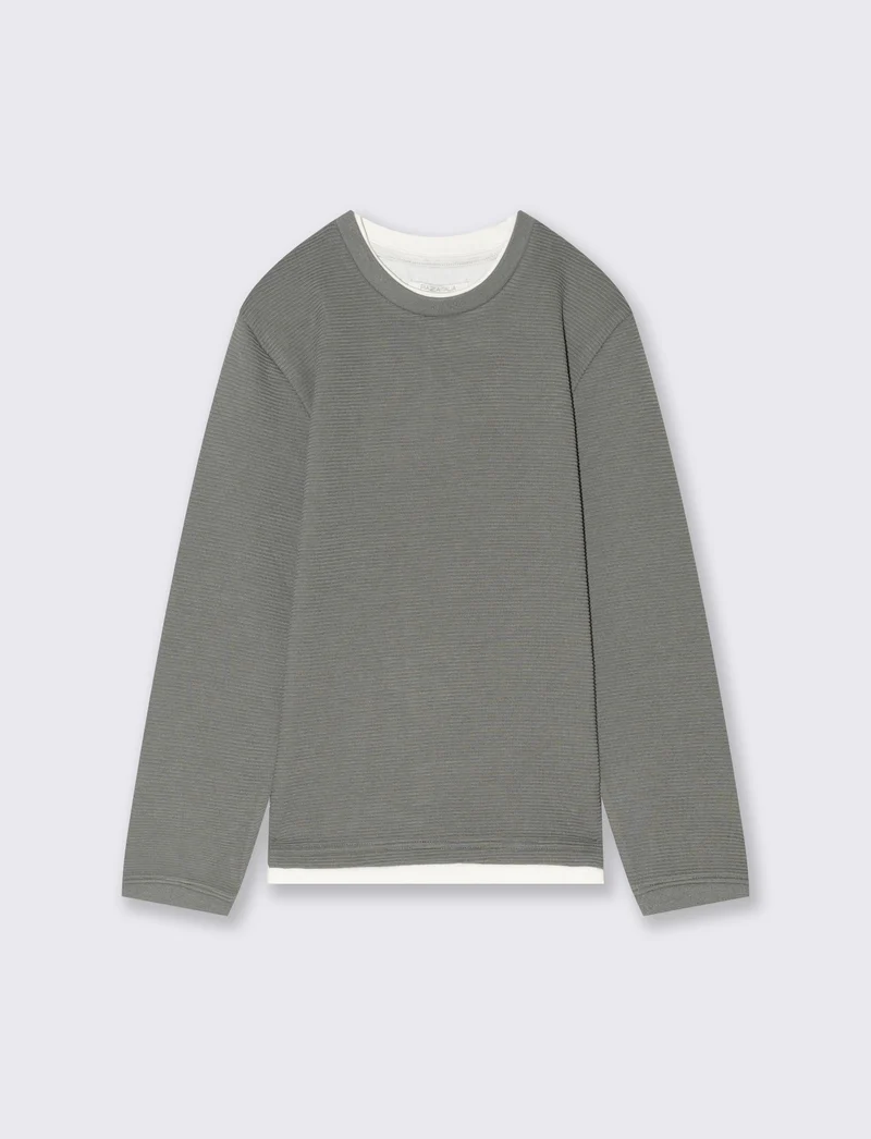 T-shirt tessuto rigato. - Verde militare