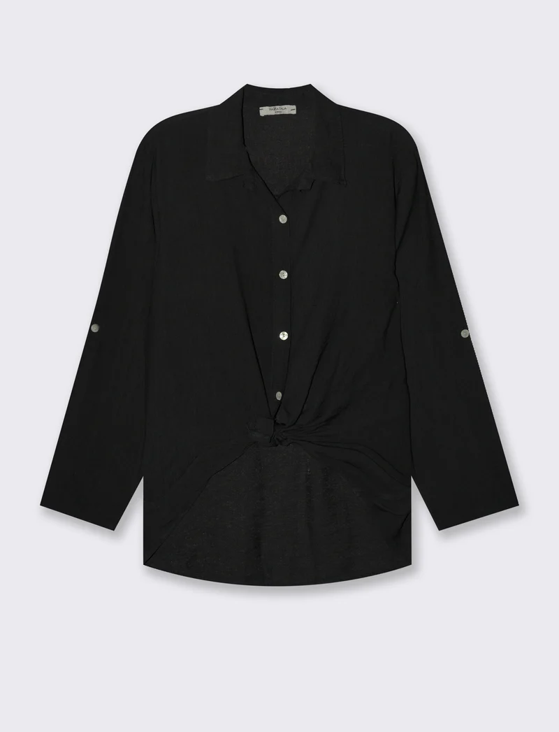 Camicia con nodo al fondo per donna - Nero