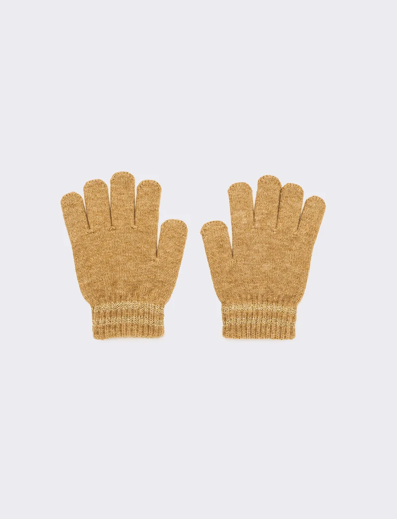 Guanti con riga lurex - Beige