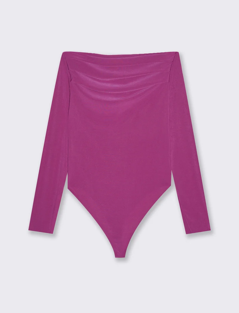 Body con scollo a barca - Fuxia