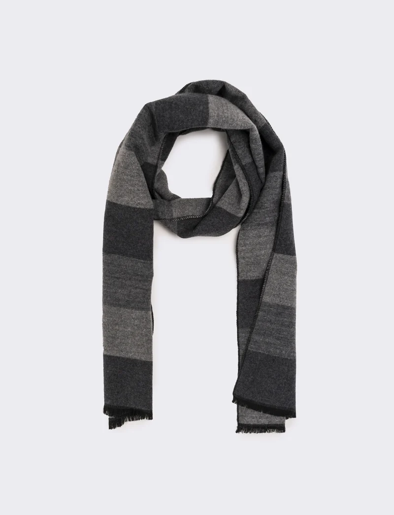 Sciarpa righe larghe uomo - Nero