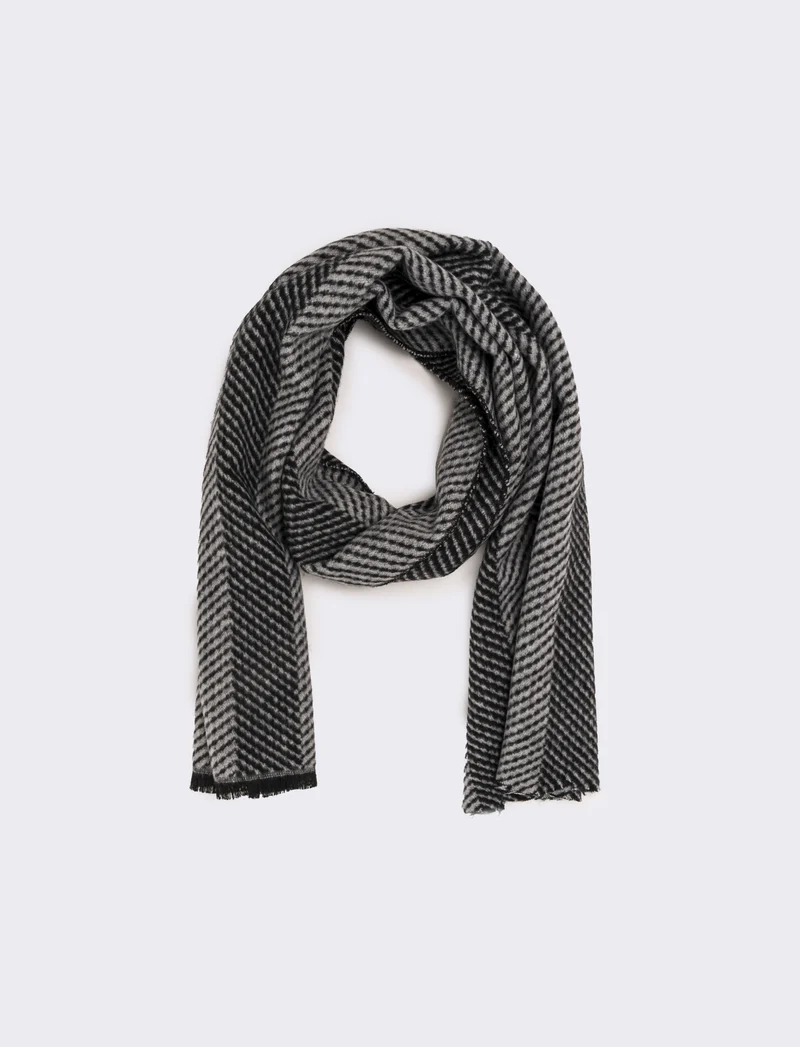 Sciarpa righe larghe verticali uomo - Grigio