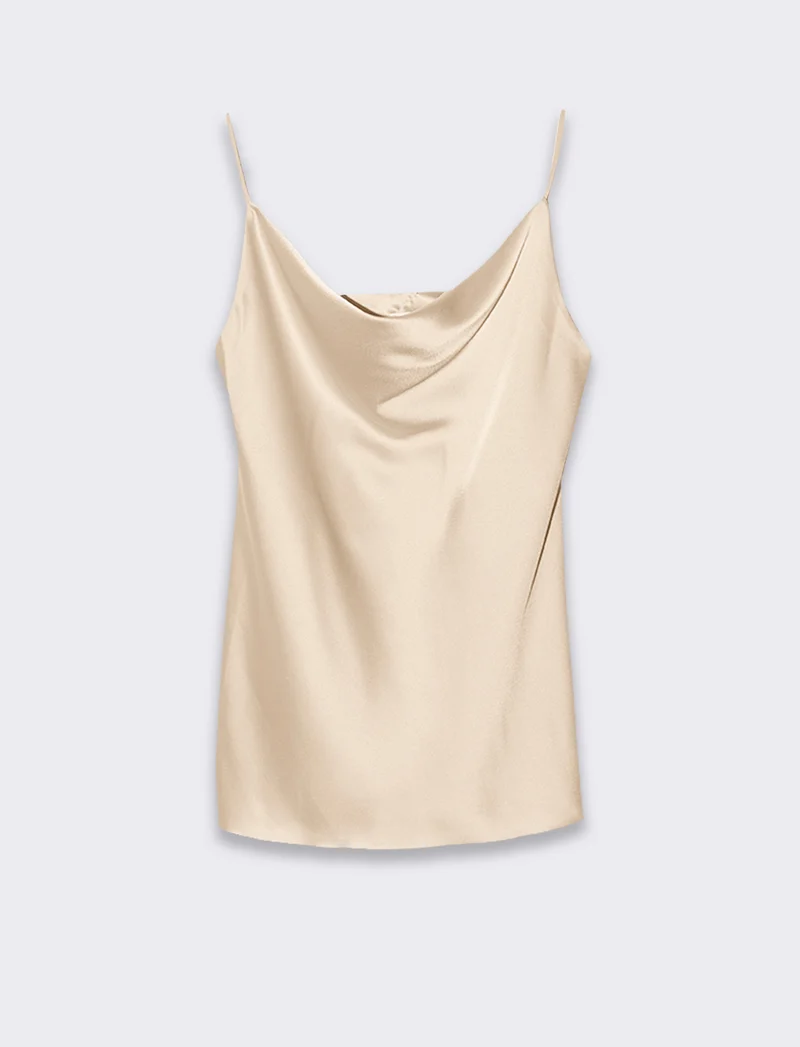 Top raso con bretelline elastiche - Beige champagne