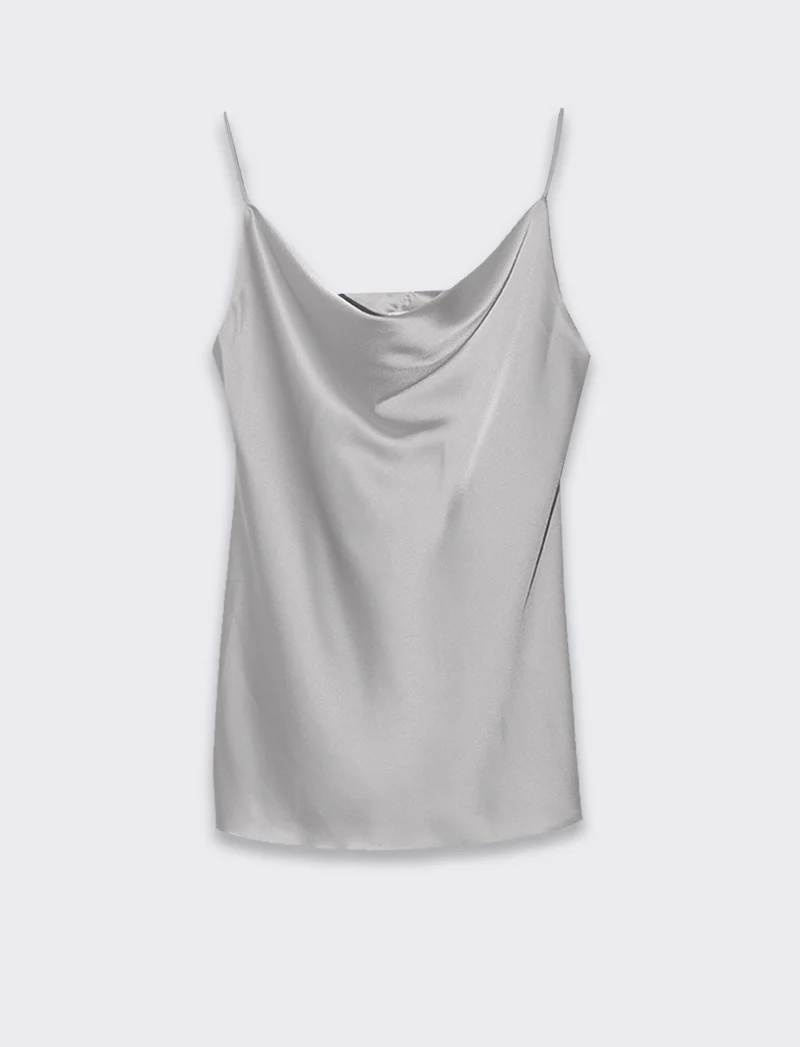Top raso con bretelline elastiche - Grigio