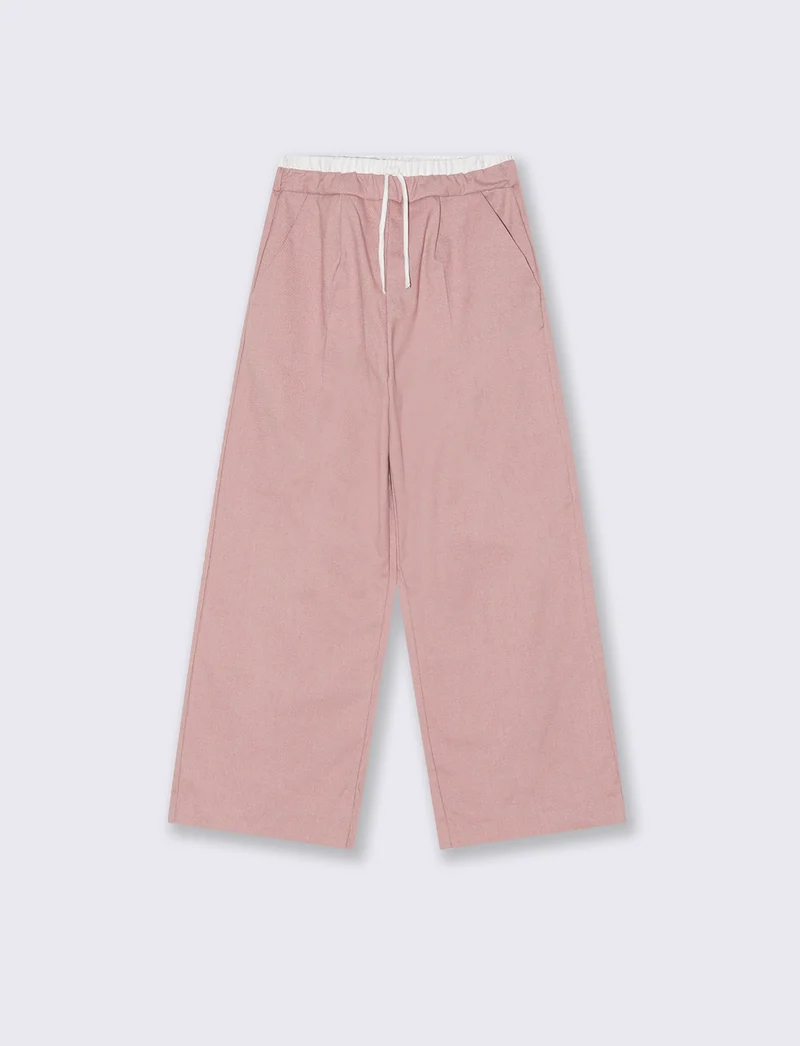 Pantaloni modello gamba larga. - Rosa polvere