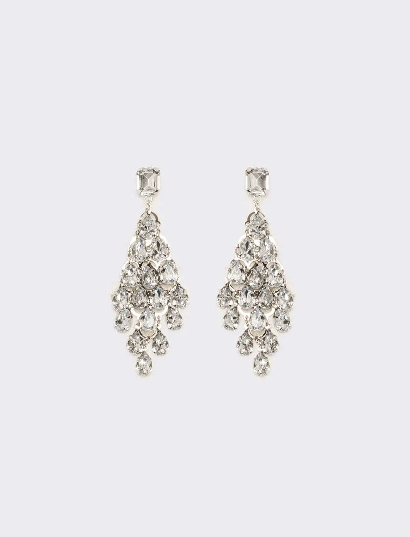 Orecchini con goccia strass - Argento