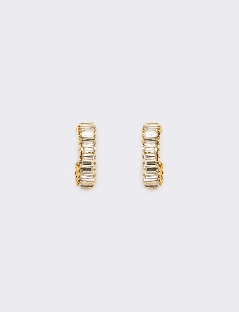 Orecchini cerchi con strass baguette - Argento