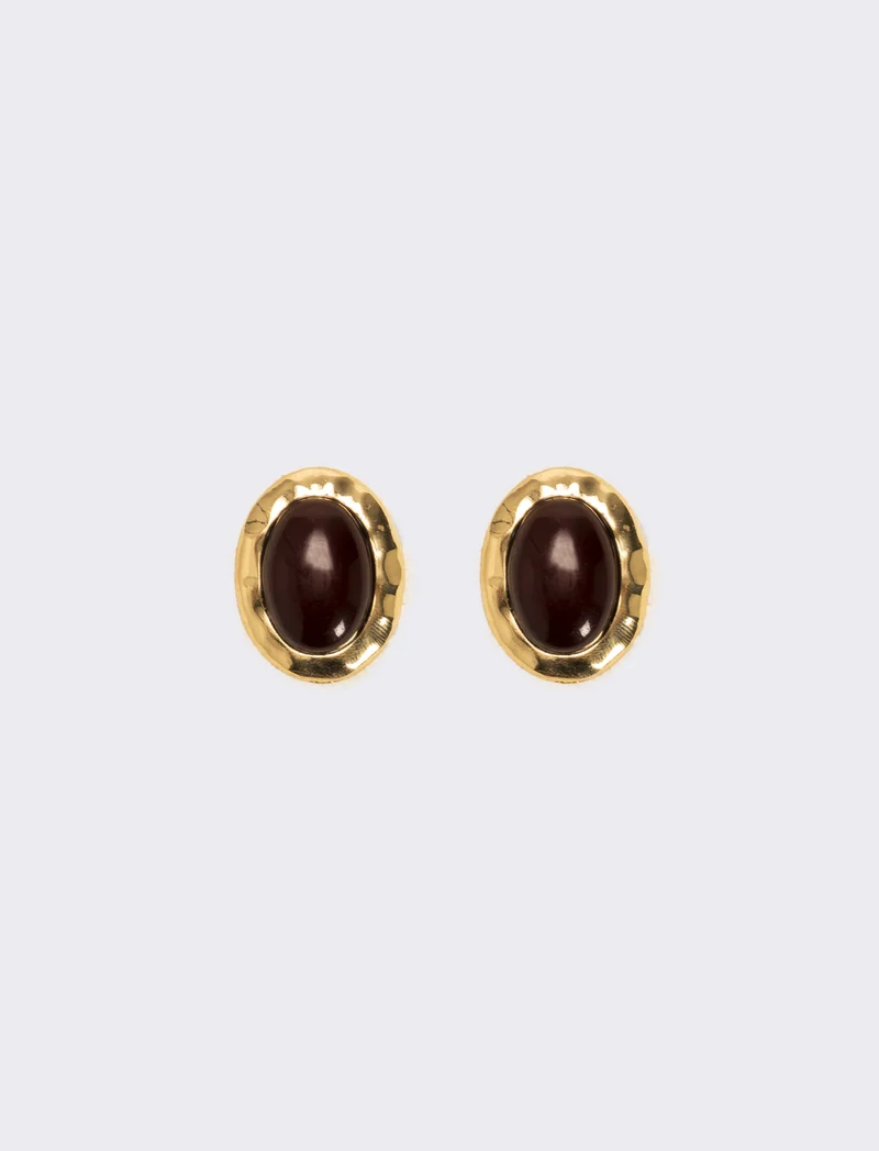 Orecchini bottoni con clips - Bordeaux