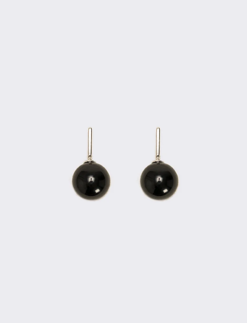 Orecchino perla grande - Nero